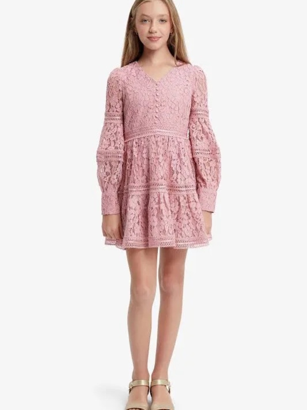 Bardot Junior Lace Dress Girls Size 8 Dusty Pink Flower Girl